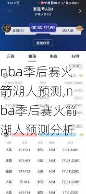 nba季后赛火箭湖人预测,nba季后赛火箭湖人预测分析