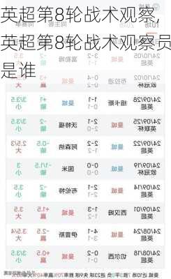 英超第8轮战术观察,英超第8轮战术观察员是谁