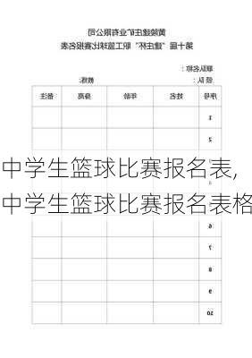 中学生篮球比赛报名表,中学生篮球比赛报名表格