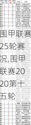 围甲联赛25轮赛况,围甲联赛2020第十五轮