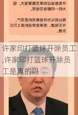 许家印打篮球开除员工,许家印打篮球开除员工是真的吗