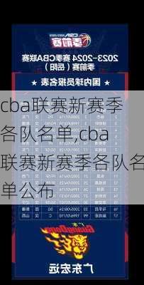 cba联赛新赛季各队名单,cba联赛新赛季各队名单公布