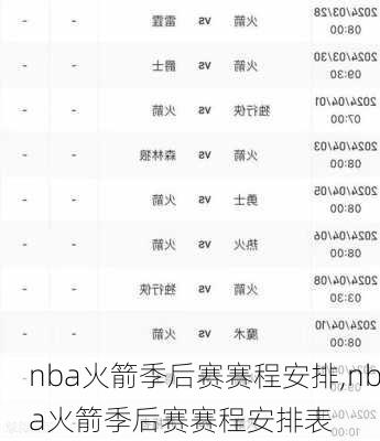 nba火箭季后赛赛程安排,nba火箭季后赛赛程安排表