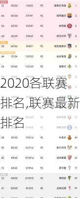 2020各联赛排名,联赛最新排名