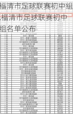 福清市足球联赛初中组,福清市足球联赛初中组名单公布