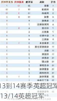 13到14赛季英超冠军,13/14英超冠军