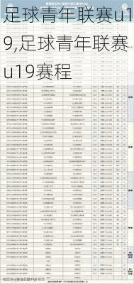 足球青年联赛u19,足球青年联赛u19赛程