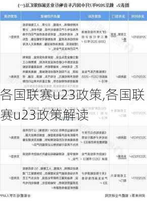 各国联赛u23政策,各国联赛u23政策解读