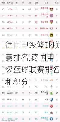 德国甲级篮球联赛排名,德国甲级篮球联赛排名和积分