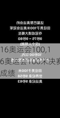 16奥运会100,16奥运会100米决赛成绩