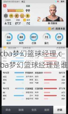 cba梦幻篮球经理,cba梦幻篮球经理是谁