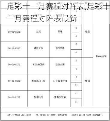 足彩十一月赛程对阵表,足彩十一月赛程对阵表最新