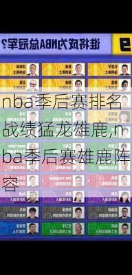 nba季后赛排名战绩猛龙雄鹿,nba季后赛雄鹿阵容