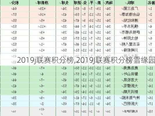 2019j联赛积分榜,2019J联赛积分榜雪缘园