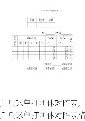 乒乓球单打团体对阵表,乒乓球单打团体对阵表格