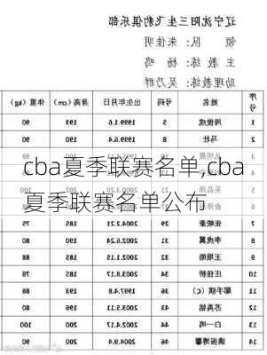 cba夏季联赛名单,cba夏季联赛名单公布