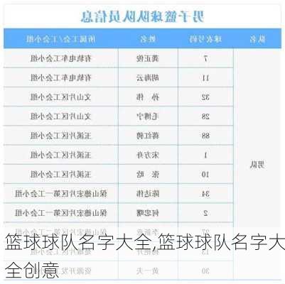 篮球球队名字大全,篮球球队名字大全创意