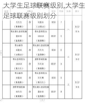 大学生足球联赛级别,大学生足球联赛级别划分