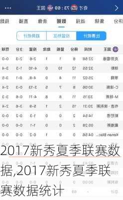 2017新秀夏季联赛数据,2017新秀夏季联赛数据统计