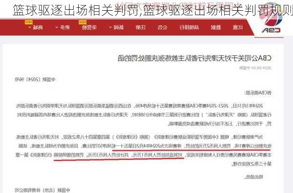 篮球驱逐出场相关判罚,篮球驱逐出场相关判罚规则