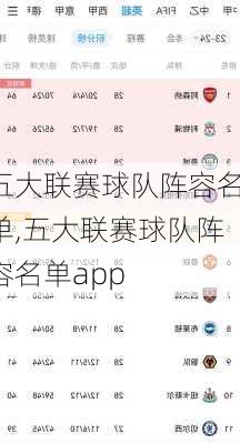 五大联赛球队阵容名单,五大联赛球队阵容名单app