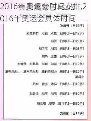 2016年奥运会时间安排,2016年奥运会具体时间