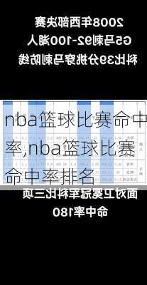 nba篮球比赛命中率,nba篮球比赛命中率排名