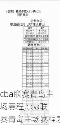 cba联赛青岛主场赛程,cba联赛青岛主场赛程表