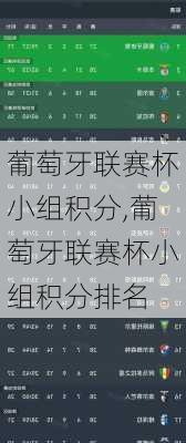 葡萄牙联赛杯小组积分,葡萄牙联赛杯小组积分排名