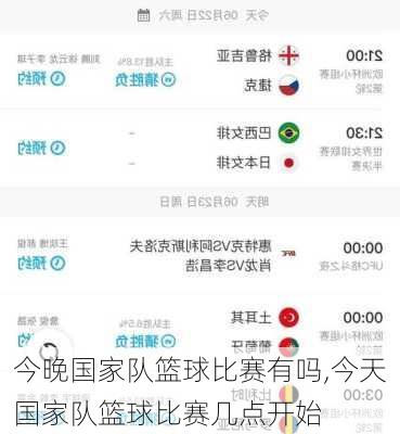 今晚国家队篮球比赛有吗,今天国家队篮球比赛几点开始