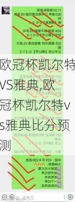 欧冠杯凯尔特VS雅典,欧冠杯凯尔特vs雅典比分预测