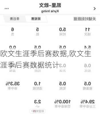 欧文生涯季后赛数据,欧文生涯季后赛数据统计