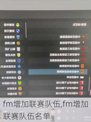 fm增加联赛队伍,fm增加联赛队伍名单