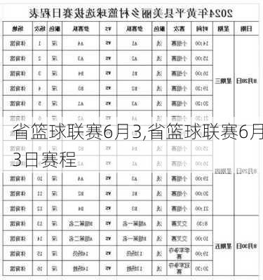 省篮球联赛6月3,省篮球联赛6月3日赛程