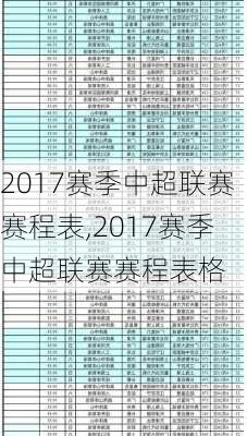 2017赛季中超联赛赛程表,2017赛季中超联赛赛程表格