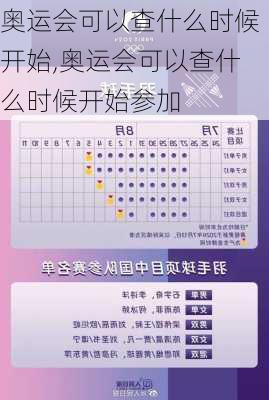 奥运会可以查什么时候开始,奥运会可以查什么时候开始参加