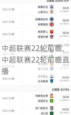 中超联赛22轮前瞻,中超联赛22轮前瞻直播