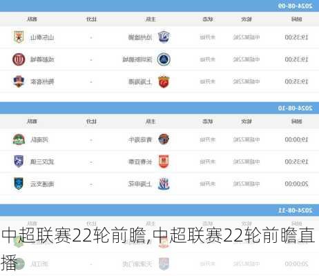 中超联赛22轮前瞻,中超联赛22轮前瞻直播