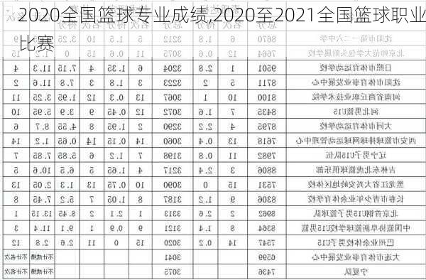 2020全国篮球专业成绩,2020至2021全国篮球职业比赛