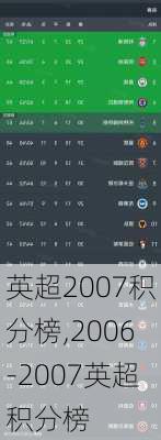 英超2007积分榜,2006-2007英超积分榜