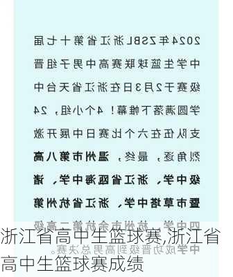 浙江省高中生篮球赛,浙江省高中生篮球赛成绩