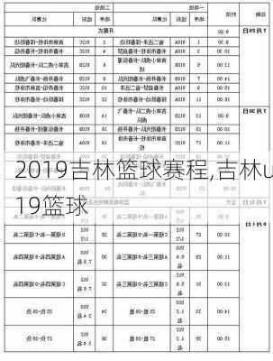 2019吉林篮球赛程,吉林u19篮球