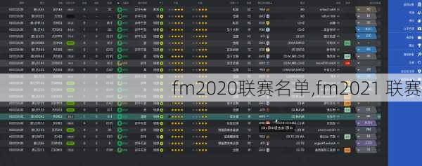 fm2020联赛名单,fm2021 联赛